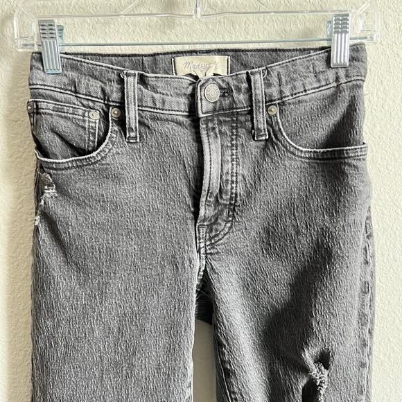 Madewell Mid Rise Perfect Vintage Straight Jean Women's 24 Black Distressed - Picture 3 of 9